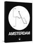 Amsterdam White Subway Map-NaxArt-Framed Stretched Canvas