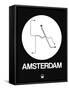 Amsterdam White Subway Map-NaxArt-Framed Stretched Canvas