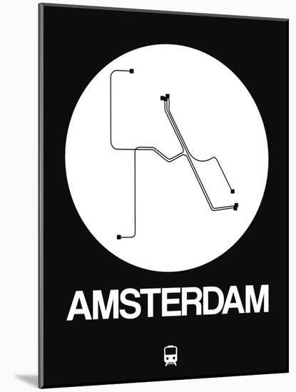 Amsterdam White Subway Map-NaxArt-Mounted Art Print