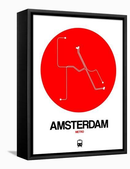 Amsterdam White Subway Map-NaxArt-Framed Stretched Canvas