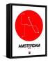 Amsterdam White Subway Map-NaxArt-Framed Stretched Canvas