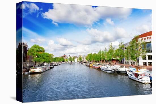 Amsterdam with Canal in the Downtown,Holland.-Brian K-Stretched Canvas