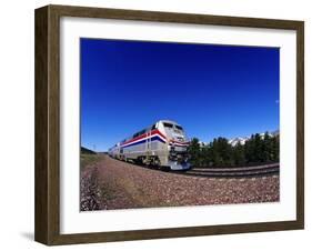 Amtrak Train at Marias Pass, Montana, USA-Chuck Haney-Framed Premium Photographic Print