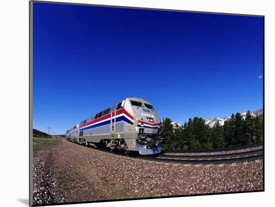 Amtrak Train at Marias Pass, Montana, USA-Chuck Haney-Mounted Premium Photographic Print