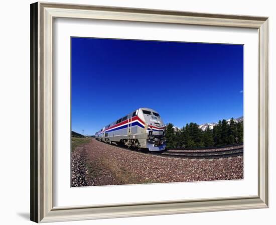 Amtrak Train at Marias Pass, Montana, USA-Chuck Haney-Framed Photographic Print