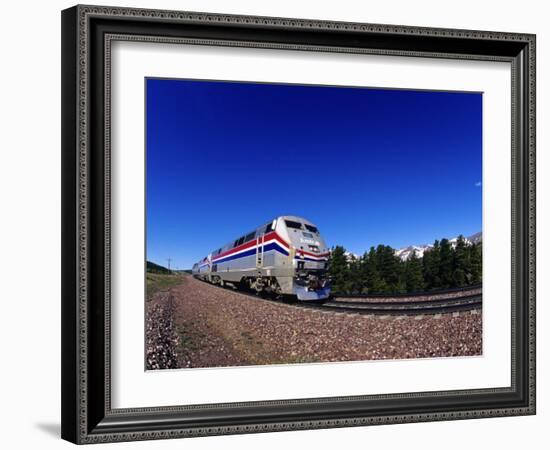 Amtrak Train at Marias Pass, Montana, USA-Chuck Haney-Framed Photographic Print