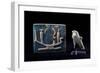 Amulet of the God Horus, Depicted as Hawk and Glazed Clay Plate with Eternity Pots on Funerary Boat-null-Framed Giclee Print