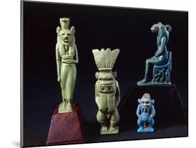 Amulets of Deities Sekhmet and Bes, Enamelled Clay-null-Mounted Giclee Print