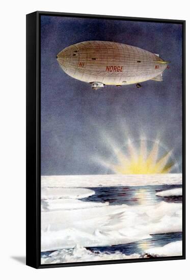 Amundsen's Airship, the Norge, over the North Pole, 1926-null-Framed Stretched Canvas