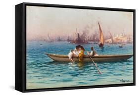 Amusement on the Caique-Fausto Zonaro-Framed Stretched Canvas