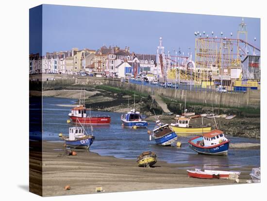 Amusement Park and Boats in Mouth of River Clwyd, Rhyl Town, Clywd, Wales, United Kingdom-Duncan Maxwell-Stretched Canvas