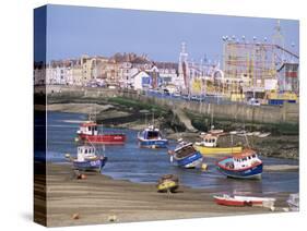 Amusement Park and Boats in Mouth of River Clwyd, Rhyl Town, Clywd, Wales, United Kingdom-Duncan Maxwell-Stretched Canvas