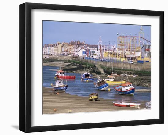 Amusement Park and Boats in Mouth of River Clwyd, Rhyl Town, Clywd, Wales, United Kingdom-Duncan Maxwell-Framed Photographic Print