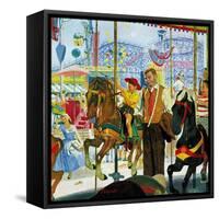 "Amusement Park Carousel", August 9, 1958-Earl Mayan-Framed Stretched Canvas