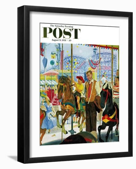 "Amusement Park Carousel" Saturday Evening Post Cover, August 9, 1958-Earl Mayan-Framed Giclee Print