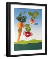 Amusing Carrot and Radish Figures-Ulrich Kerth-Framed Photographic Print