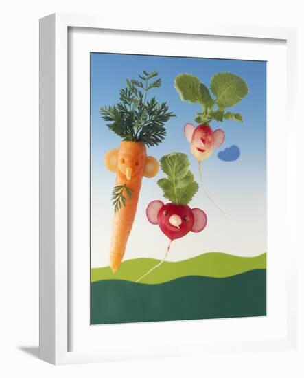 Amusing Carrot and Radish Figures-Ulrich Kerth-Framed Photographic Print