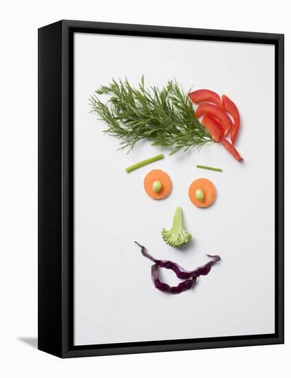 Amusing Face Made from Vegetables and Dill-null-Framed Stretched Canvas