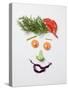 Amusing Face Made from Vegetables and Dill-null-Stretched Canvas