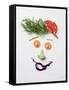 Amusing Face Made from Vegetables and Dill-null-Framed Stretched Canvas