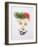 Amusing Face Made from Vegetables and Dill-null-Framed Photographic Print