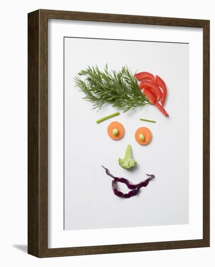 Amusing Face Made from Vegetables and Dill-null-Framed Photographic Print