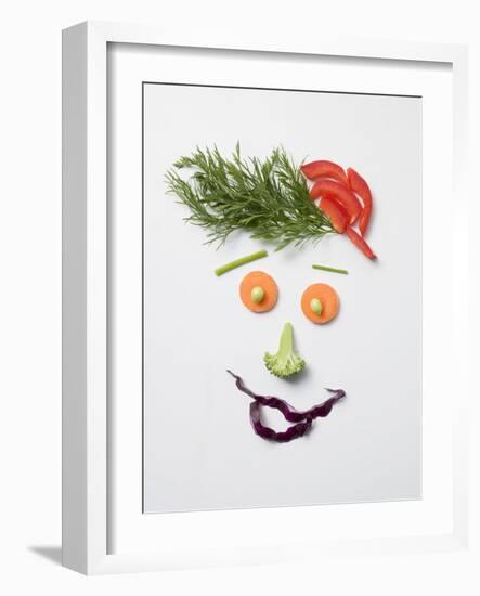 Amusing Face Made from Vegetables and Dill-null-Framed Photographic Print