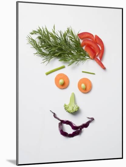 Amusing Face Made from Vegetables and Dill-null-Mounted Photographic Print