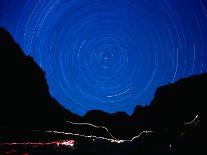 Star Trails withMountains at Night-Amy And Chuck Wiley/wales-Photographic Print
