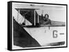 Amy Johnson (Mrs Mollison) Sits in Her Plane and Smiles and Waves to the Camera-null-Framed Stretched Canvas