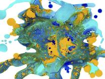 Blue Yellow Green Abstract Flowing Paint Pattern-Amy Vangsgard-Giclee Print