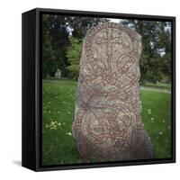 An 11th Century Viking Runestone from Lagga Parish, Uppsala, Sweden, Scandinavia, Europe-Christopher Rennie-Framed Stretched Canvas