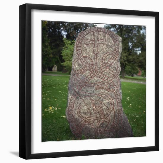 An 11th Century Viking Runestone from Lagga Parish, Uppsala, Sweden, Scandinavia, Europe-Christopher Rennie-Framed Photographic Print