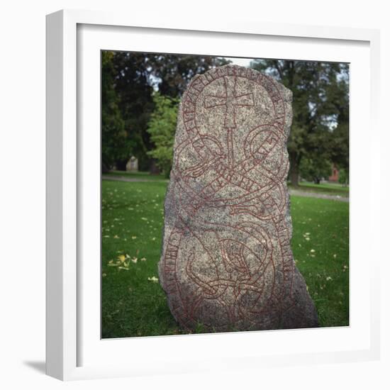 An 11th Century Viking Runestone from Lagga Parish, Uppsala, Sweden, Scandinavia, Europe-Christopher Rennie-Framed Photographic Print