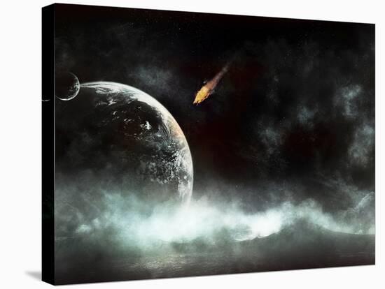 An Abandoned Planet About to Get Hit by a Gigantic Asteroid-Stocktrek Images-Stretched Canvas