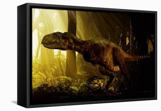 An Abelisaurus Moves Stealthily Though the Forest-null-Framed Stretched Canvas