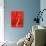 An Abstract Painting; Receding Stripes on a Red Background, with Floating Blue Circle.-null-Art Print displayed on a wall
