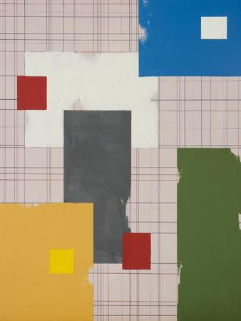 An Abstract Painting with a Regular Grid Background and Large Floating ...