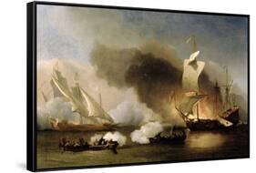 An Action Off the Barbary Coast with Galleys and English Ships, c.1695-Willem Van De, The Younger Velde-Framed Stretched Canvas