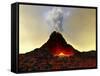An Active Volcano Spews Out Hot Red Lava And Smoke-Stocktrek Images-Framed Stretched Canvas
