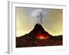An Active Volcano Spews Out Hot Red Lava And Smoke-Stocktrek Images-Framed Photographic Print