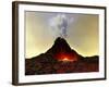 An Active Volcano Spews Out Hot Red Lava And Smoke-Stocktrek Images-Framed Photographic Print