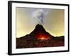 An Active Volcano Spews Out Hot Red Lava And Smoke-Stocktrek Images-Framed Photographic Print