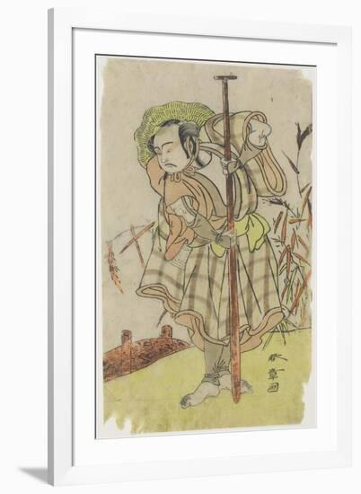 An Actor in a Role Standing with a Paddle-Katsukawa Shunsho-Framed Giclee Print