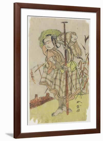 An Actor in a Role Standing with a Paddle-Katsukawa Shunsho-Framed Giclee Print