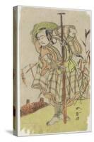 An Actor in a Role Standing with a Paddle-Katsukawa Shunsho-Stretched Canvas