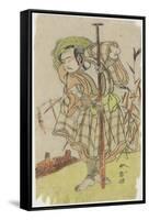 An Actor in a Role Standing with a Paddle-Katsukawa Shunsho-Framed Stretched Canvas
