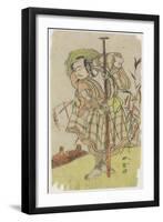 An Actor in a Role Standing with a Paddle-Katsukawa Shunsho-Framed Giclee Print