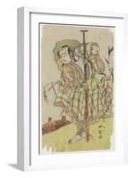 An Actor in a Role Standing with a Paddle-Katsukawa Shunsho-Framed Giclee Print