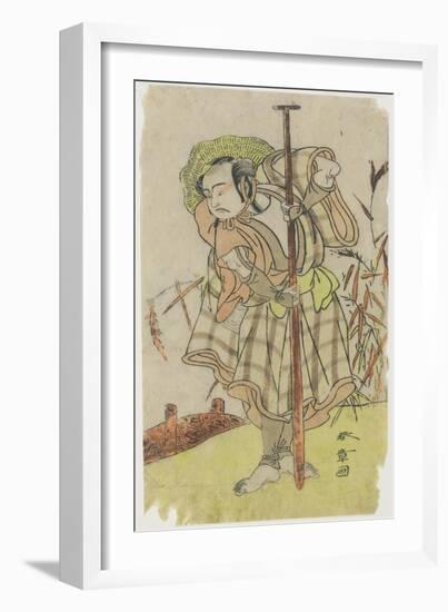 An Actor in a Role Standing with a Paddle-Katsukawa Shunsho-Framed Giclee Print